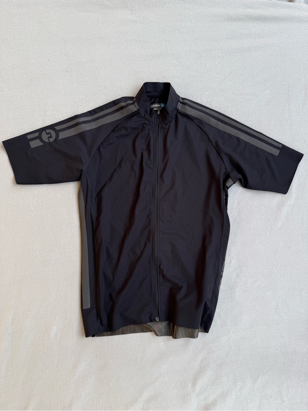 j lindeberg Cycling Jersey Shirt Sz XL Stretch Front Full Zip Short Sleeve Bike